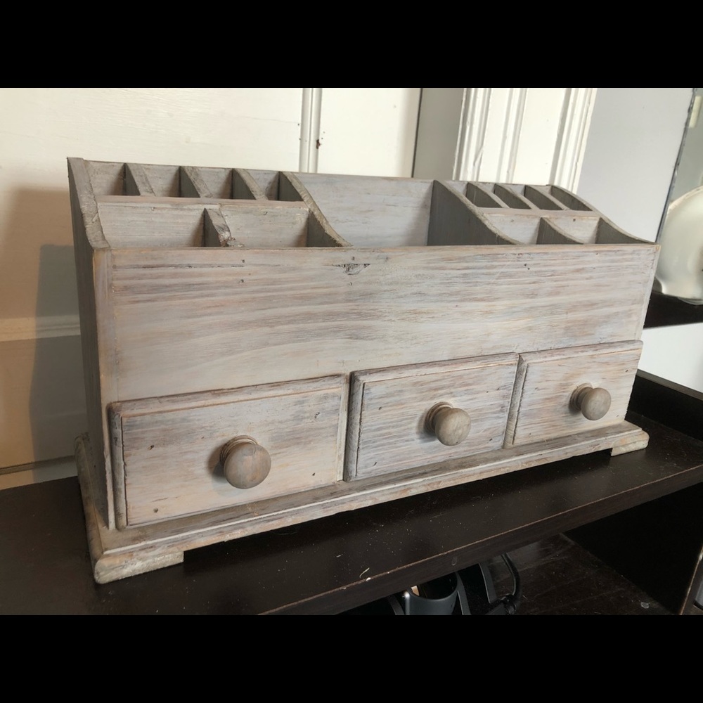 Rustic wood desk/craft/makeup organizer